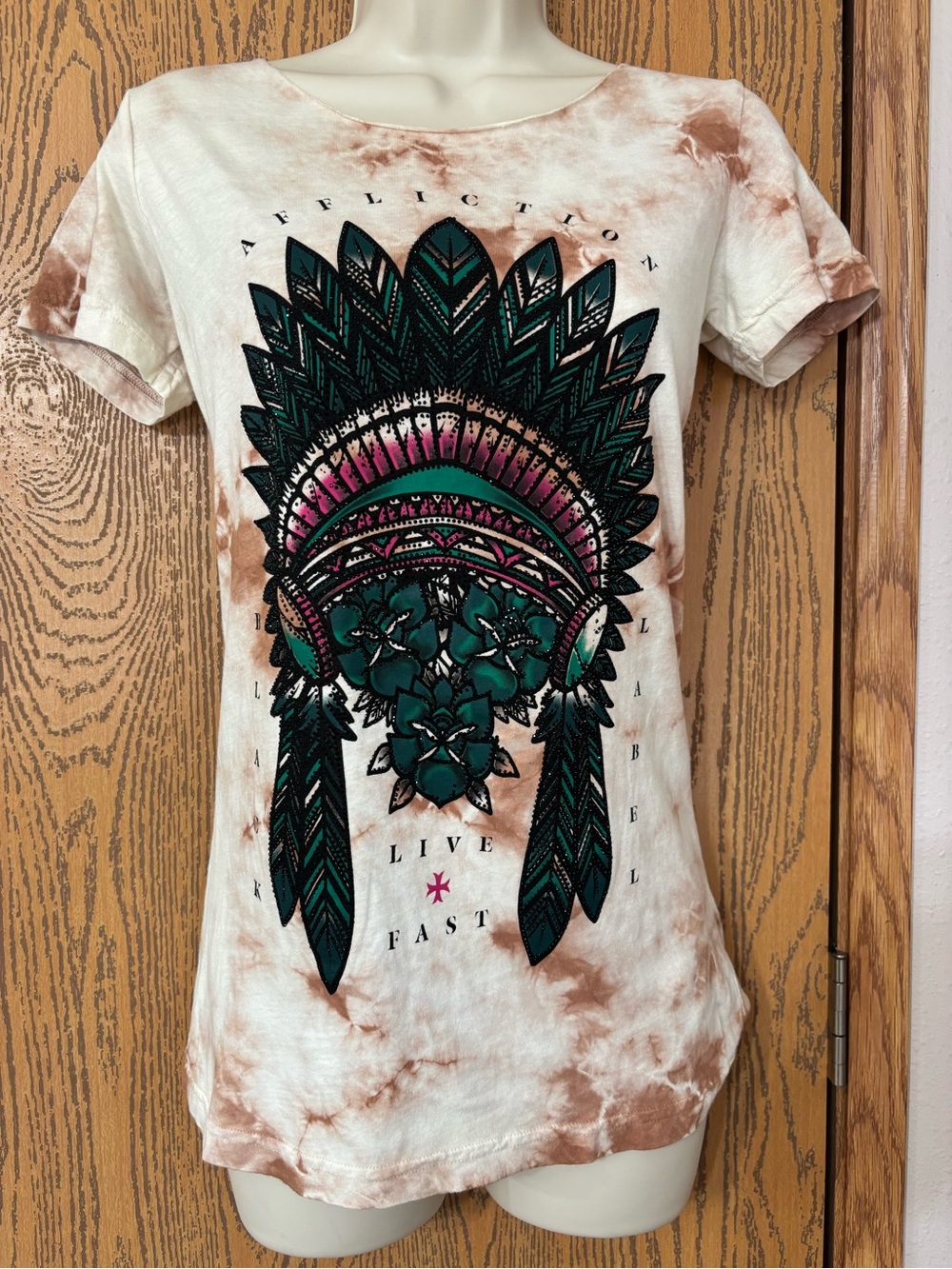 Affliction Women’s Tie-Dye Tepe Top in Cream & Teal